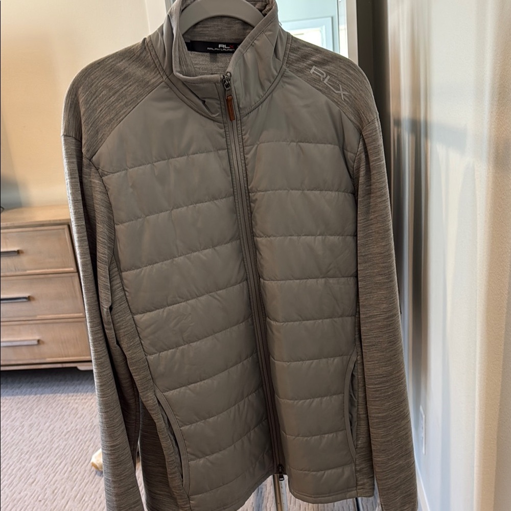 RLX Ralph Lauren Gray Puffer Jacket with Quilted Design